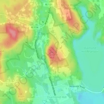 Diamond Hill地形图、海拔、地势