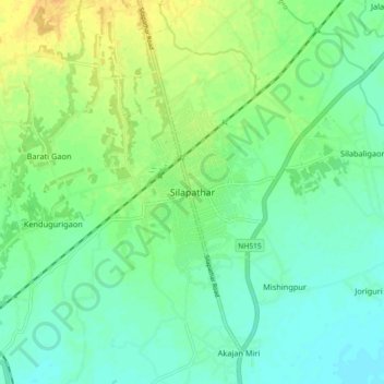 Silapathar地形图、海拔、地势