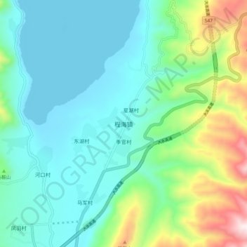 程海镇地形图、海拔、地势
