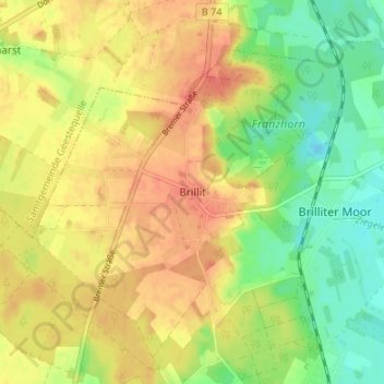 Brillit地形图、海拔、地势