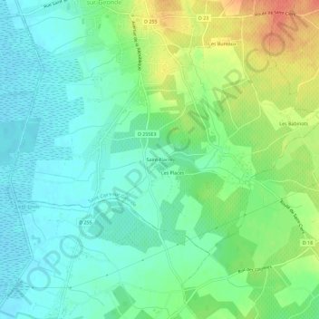 Saint-Fiacre地形图、海拔、地势