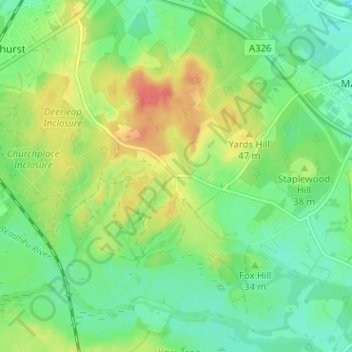 Long Down地形图、海拔、地势