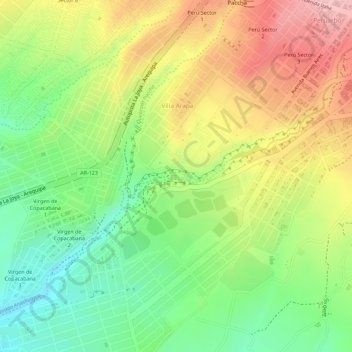 Ruta del Sillar地形图、海拔、地势