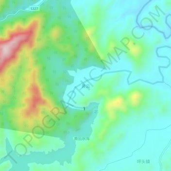 黄云地形图、海拔、地势