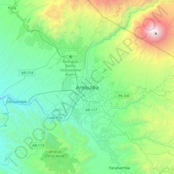 Arequipa地形图、海拔、地势