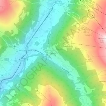 Clavadel地形图、海拔、地势