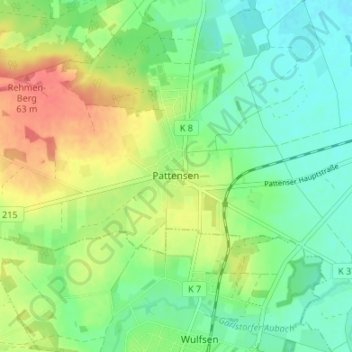 Pattensen地形图、海拔、地势