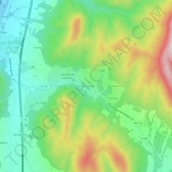Coste Lenne地形图、海拔、地势