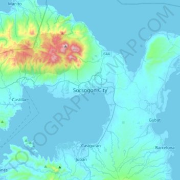 Sorsogon City地形图、海拔、地势