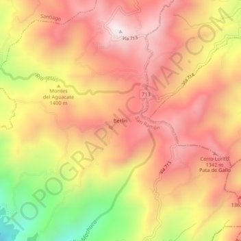 Berlín地形图、海拔、地势