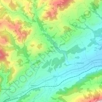 Tellenmoos地形图、海拔、地势