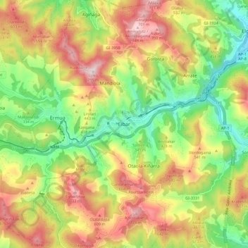 Éibar地形图、海拔、地势