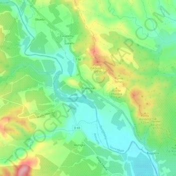 Frassiccia地形图、海拔、地势