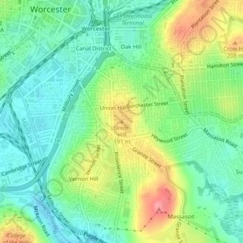 Union Hill地形图、海拔、地势