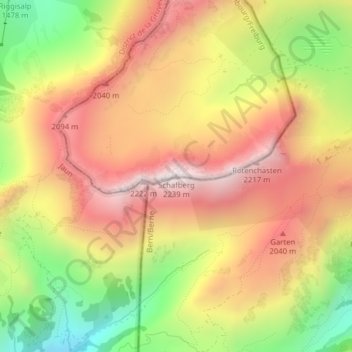 Schafberg地形图、海拔、地势