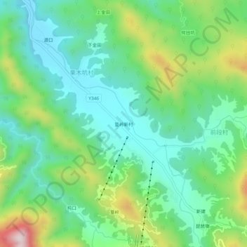 篁岭新村地形图、海拔、地势