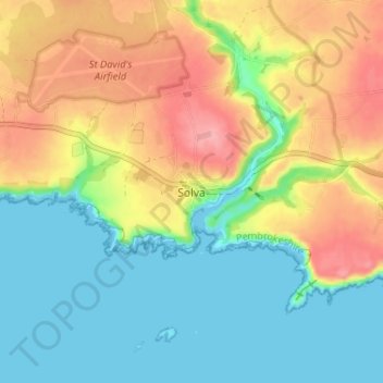 Solva地形图、海拔、地势