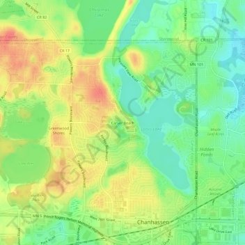 Carver Beach地形图、海拔、地势