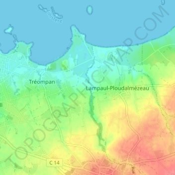 Lestremeur地形图、海拔、地势