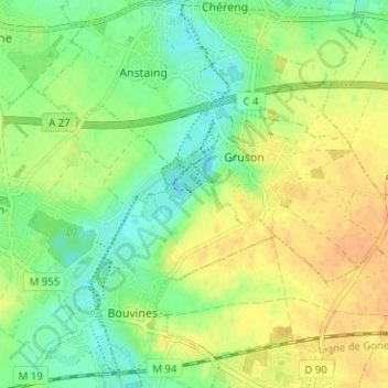 Infière地形图、海拔、地势