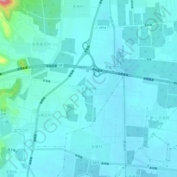 尤家坟村地形图、海拔、地势