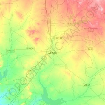Gondal地形图、海拔、地势