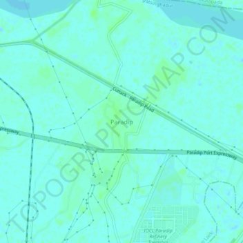 Paradip地形图、海拔、地势