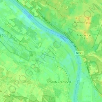 Ooijen地形图、海拔、地势