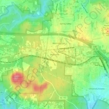 West Hills地形图、海拔、地势