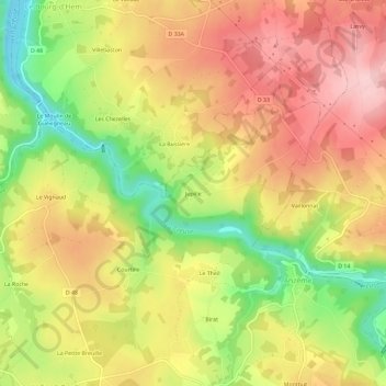Jupille地形图、海拔、地势