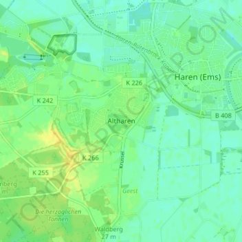 Altharen地形图、海拔、地势