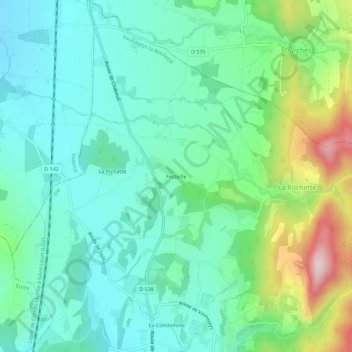Festeille地形图、海拔、地势