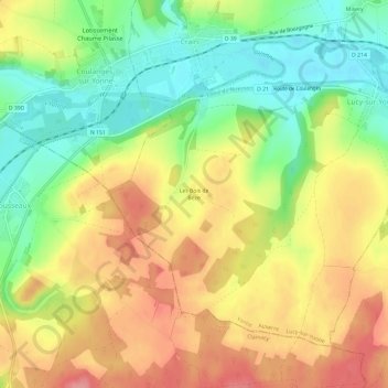Les Bois de Bèze地形图、海拔、地势