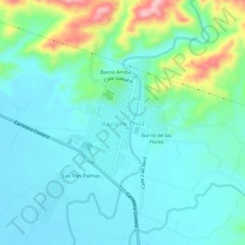 Bajos de Chila地形图、海拔、地势