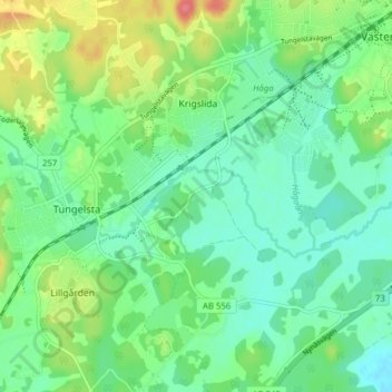 Välsta地形图、海拔、地势