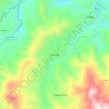San José地形图、海拔、地势