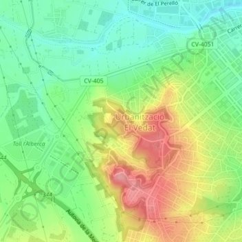 el Vedat地形图、海拔、地势