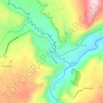 Cubijíes地形图、海拔、地势