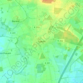 Taaken地形图、海拔、地势