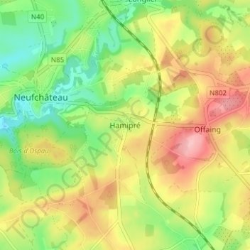 Hamipré地形图、海拔、地势