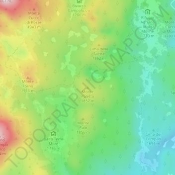 Monte Paletto地形图、海拔、地势
