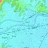 白石川堤一目千本桜 桜のトンネル地形图、海拔、地势