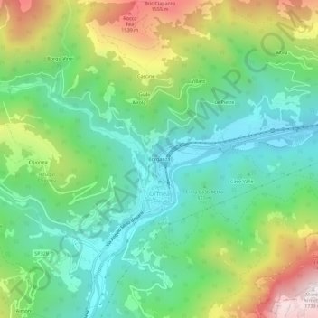 Borganza地形图、海拔、地势