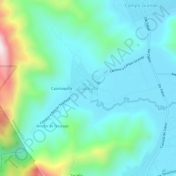 Capoluca地形图、海拔、地势