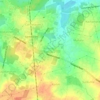 Ambedkar Nagara地形图、海拔、地势