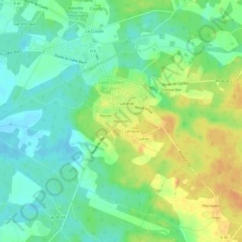Bourron地形图、海拔、地势