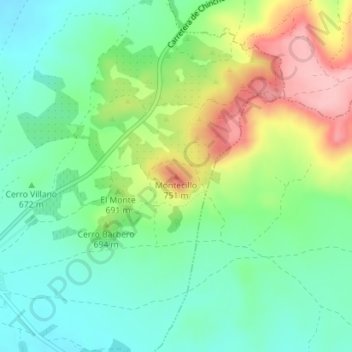 Montecillo地形图、海拔、地势