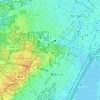 Huizerhoogt地形图、海拔、地势