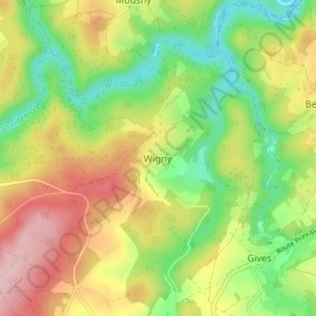 Wigny地形图、海拔、地势