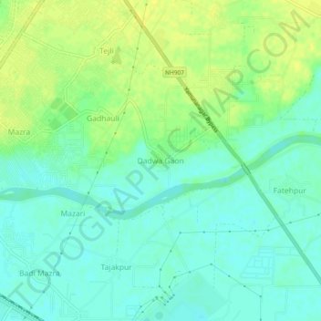 Dadwa Gaon地形图、海拔、地势